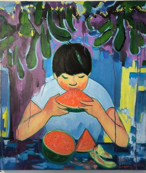 吃瓜的画,吃瓜群众的趣味生活画卷