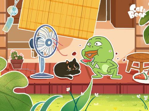 吃瓜小熊叫猫,趣味横生趣事多